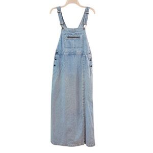 Boston Proper light denim overall midi dress